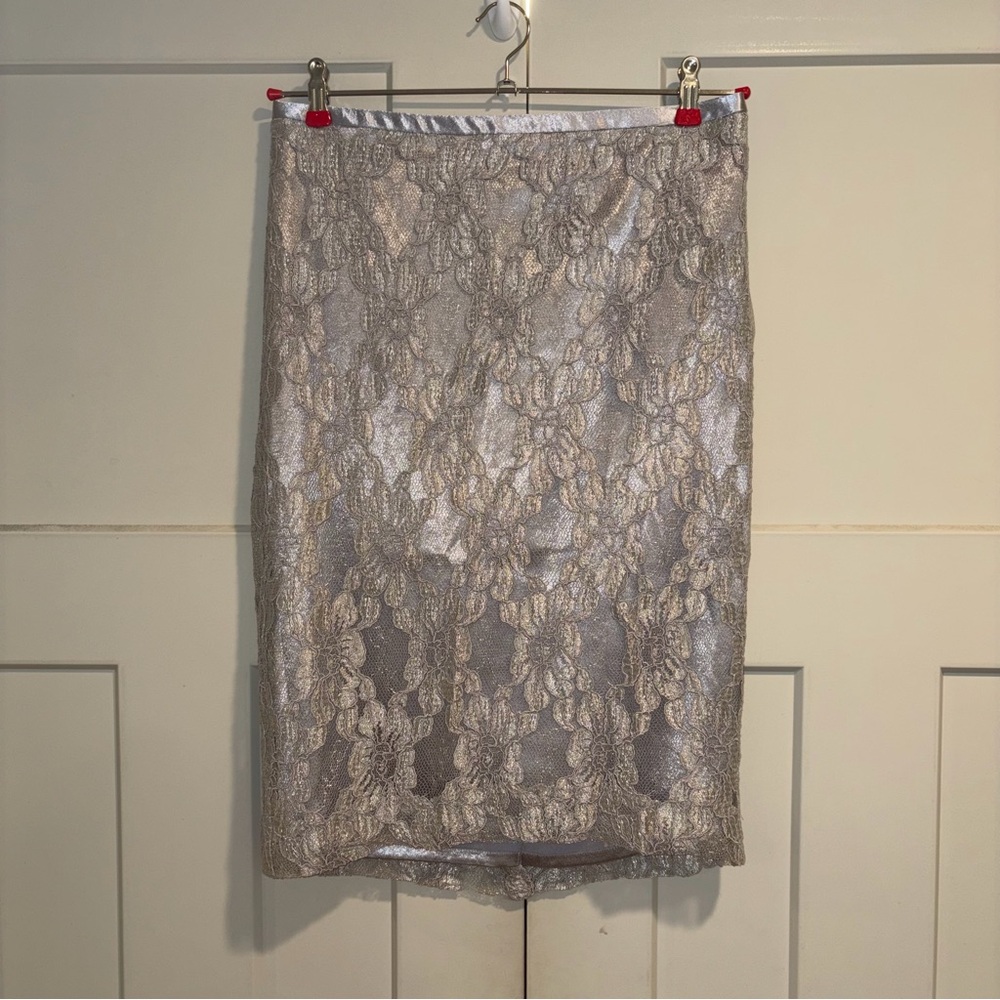 The Limited New Silver Lace Pencil Skirt